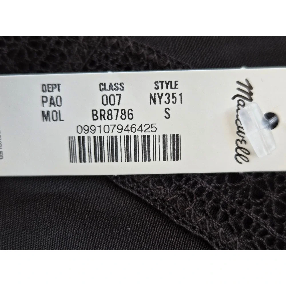 Madewell Lace Inset Mockneck Blouse Lace-Trim Women Small Brown NWT $128 NY351 - Picture 5 of 6